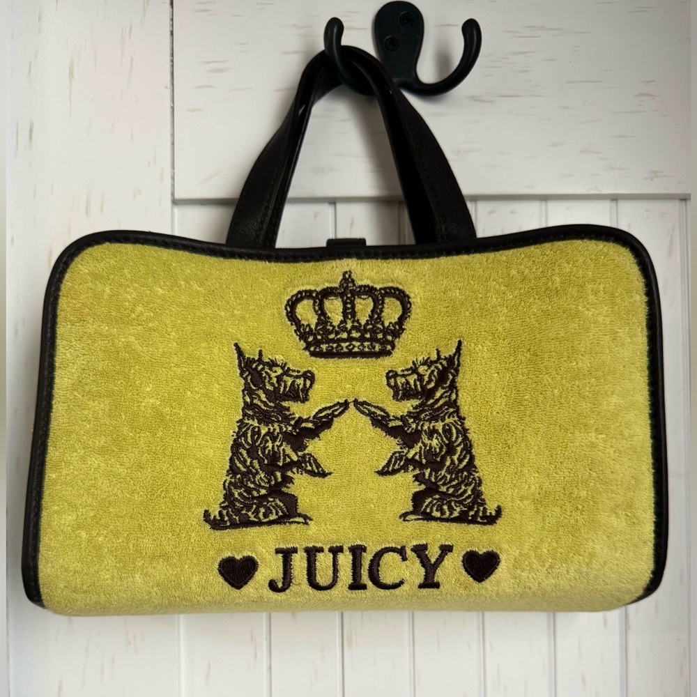 Y2K, Juicy Couture, Vintage, Green, Terry, Scottie Dogs, Makeup, Travel Case